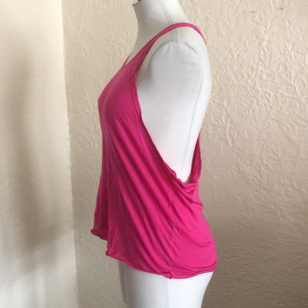 Splendid Pink Plunge Racerback Deep Arm Openings Tank Top - Picture 3 of 7
